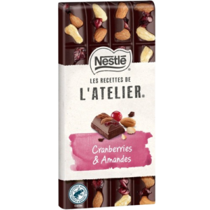 Nestlé Les Recettes de l’Atelier – Chocolat Noir, Cranberries & Amandes (170g)