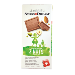 Swiss Dream Chocolate - Swiss Selection 3 Nuts (100g)