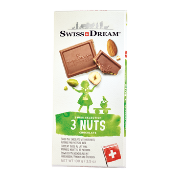 Swiss Dream Chocolate - Swiss Selection 3 Nuts (100g)